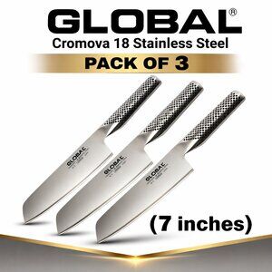 Global G5 7" Vegetable Knife " Cromova 18 Stainless Steel. | New in Box pack 3